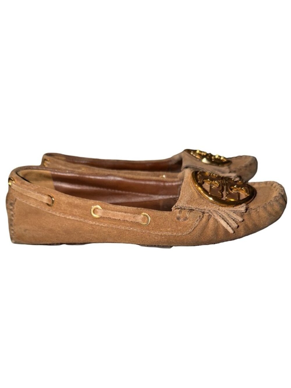 Tory Burch Alexandra Brown Suede Moccasins Loafers Driving Flats Shoes Size 6 - Picture 2 of 8
